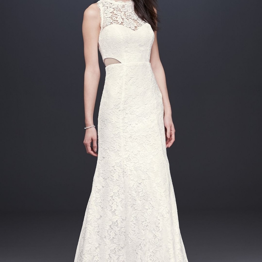 DB Corded Lace Trumpet Dress with Illusion Sides